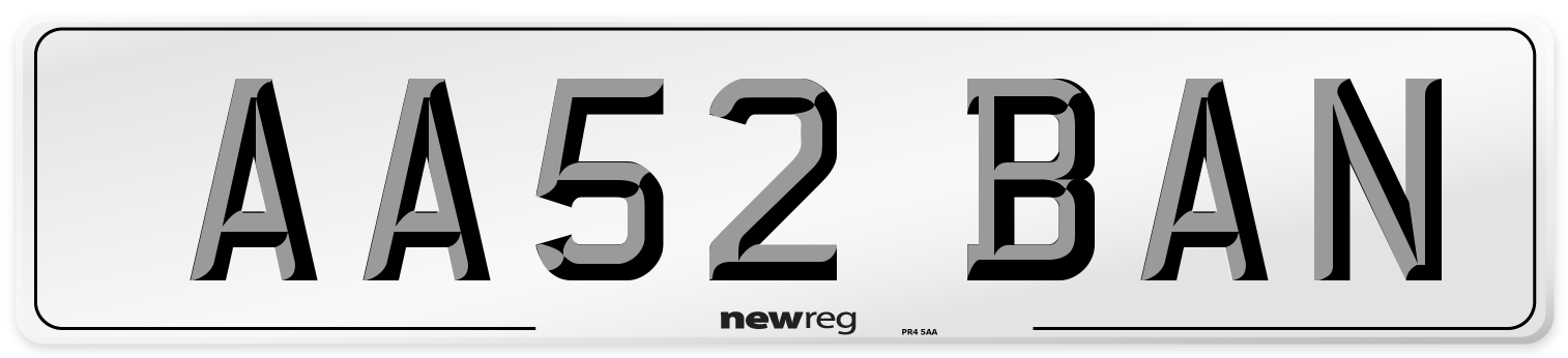AA52 BAN Number Plate from New Reg